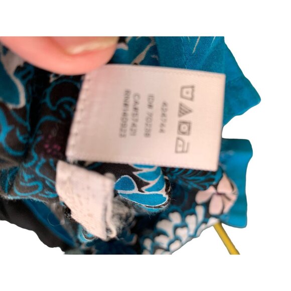 Ann Taylor Loft Petite Medium Pullover Long Sleeve Navy Blue Floral Blouse Sheer - Picture 10 of 10